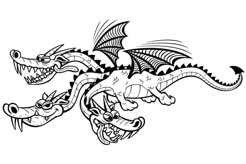 Трехголовый дракон раскраска