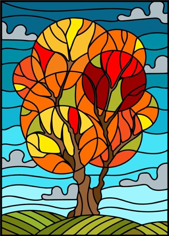 Дерево в стиле витраж