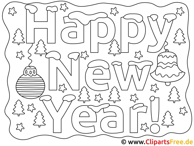 Открытка на новый год раскраска