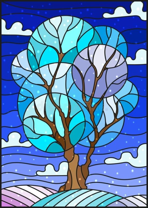 Стилизованные деревья зима