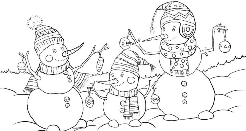Снеговик раскраска