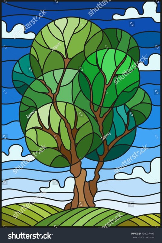 Дерево в стиле витраж