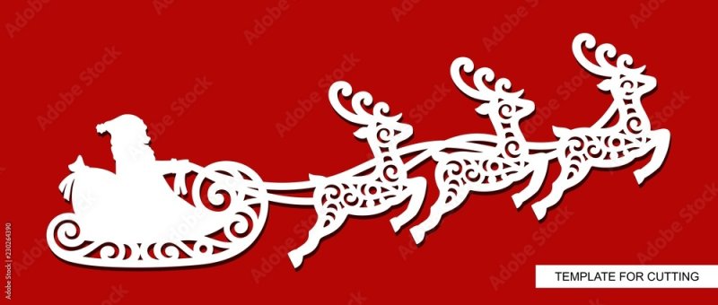 Вытынанки дед Мороз на оленях