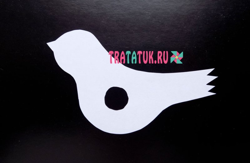 Снегирь из ниток и картона трафарет