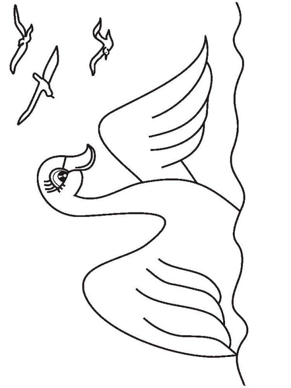 Лебедь раскраска для детей