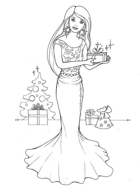 Раскраска Барби Экстра Радужная