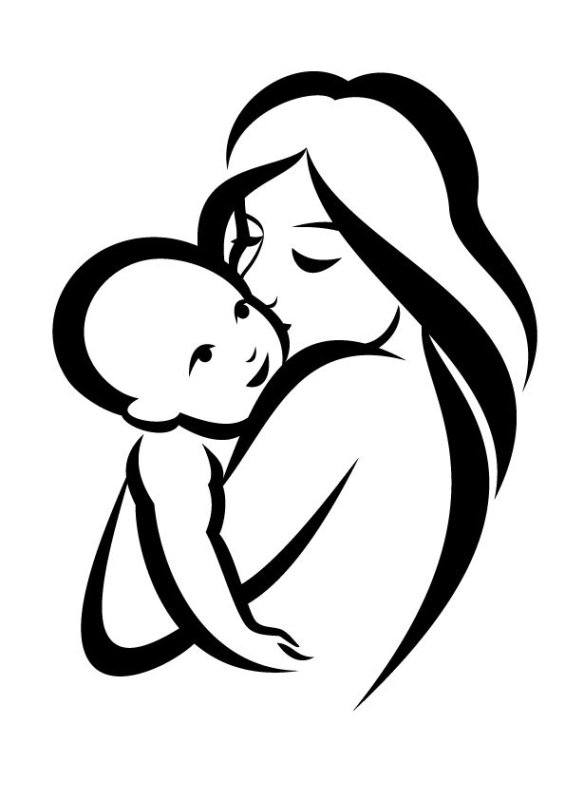 Трафарет мама с ребенком