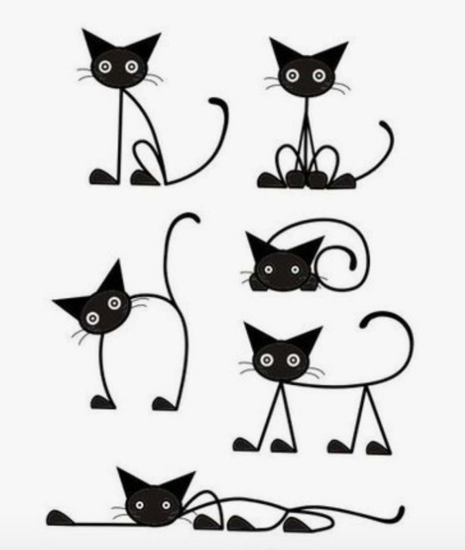 Силуэты кошек на стену