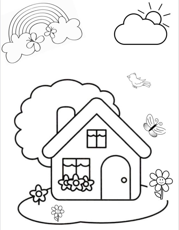 Домик трафарет для детей