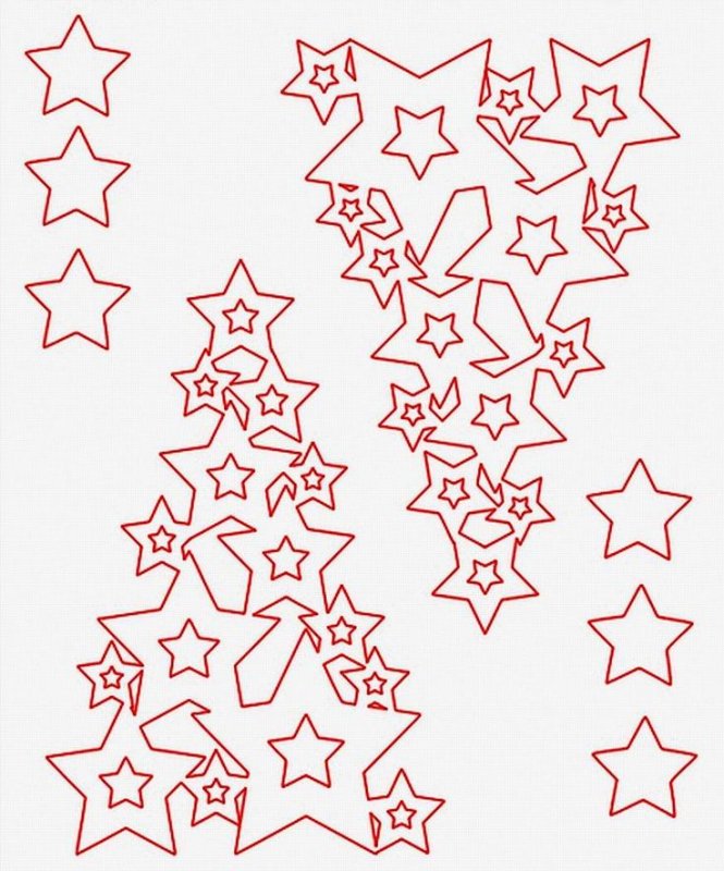 Елка из звезд трафарет