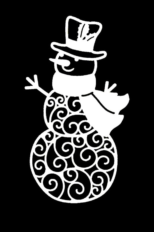 Снеговик трафарет для вырезания