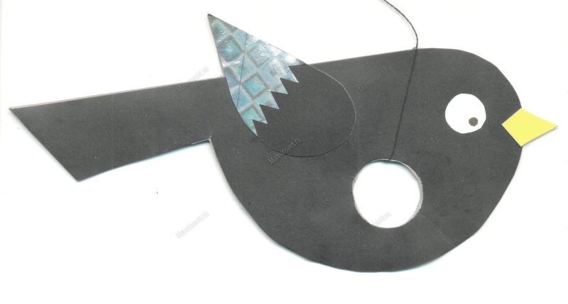 Макет птички из помпона