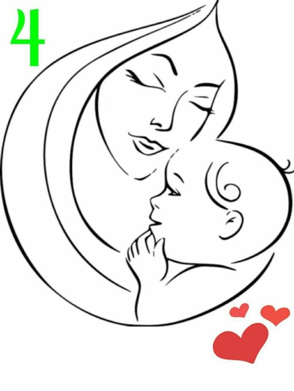 Рисунок ко Дню матери шаблон