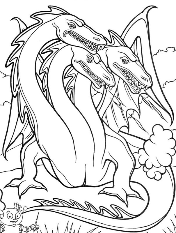 Трехглавый дракон раскраска