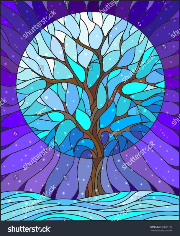 Дерево в стиле витраж