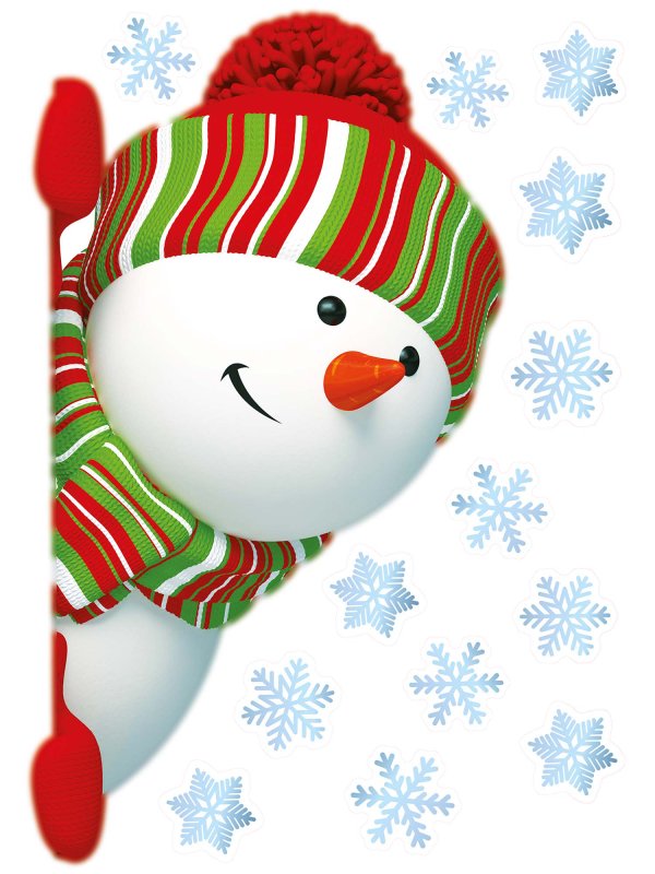 Снеговик выглядывает из за угла