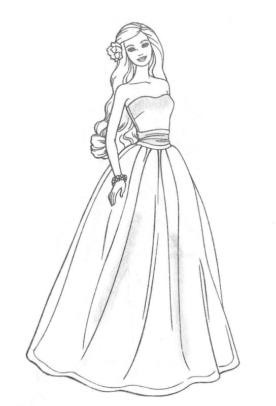 Кукла Барби разукрашка