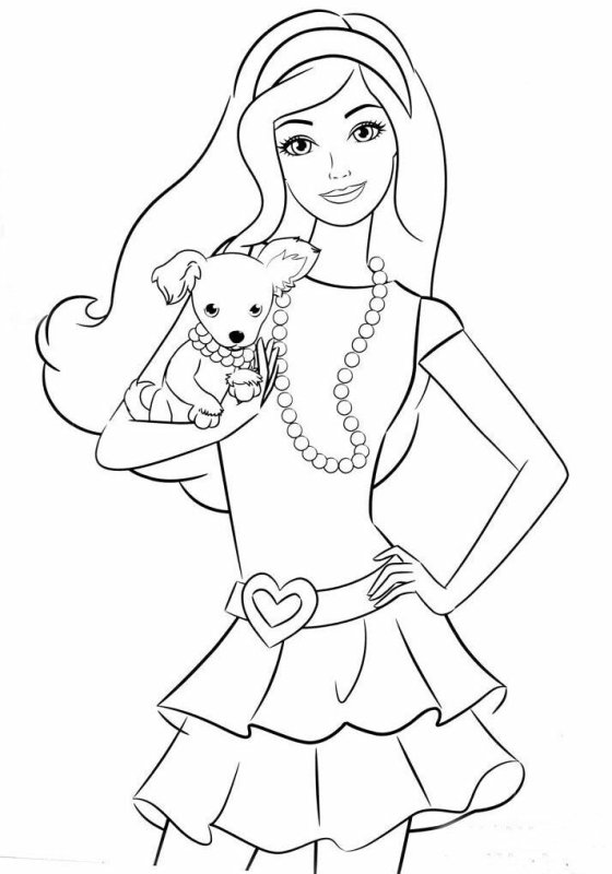 Раскраска кукла Барби