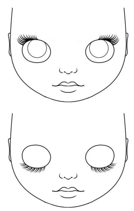 Трафарет кукольного лица