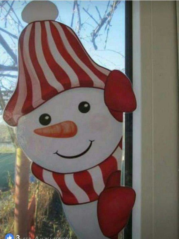 Снеговик на окно