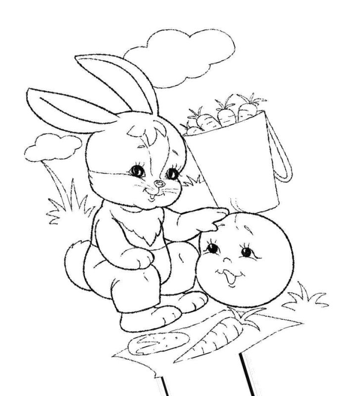 Герои сказки Колобок раскраска