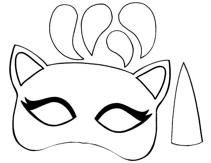 Маска единорога раскраска