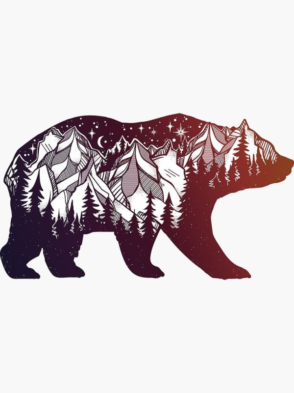 Тату медведь на белом фоне