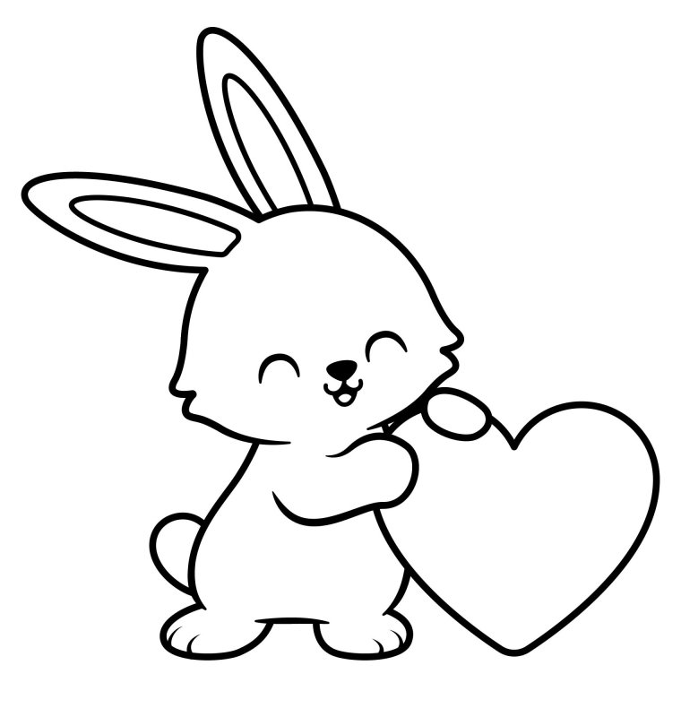 Раскраска заяц с сердечком