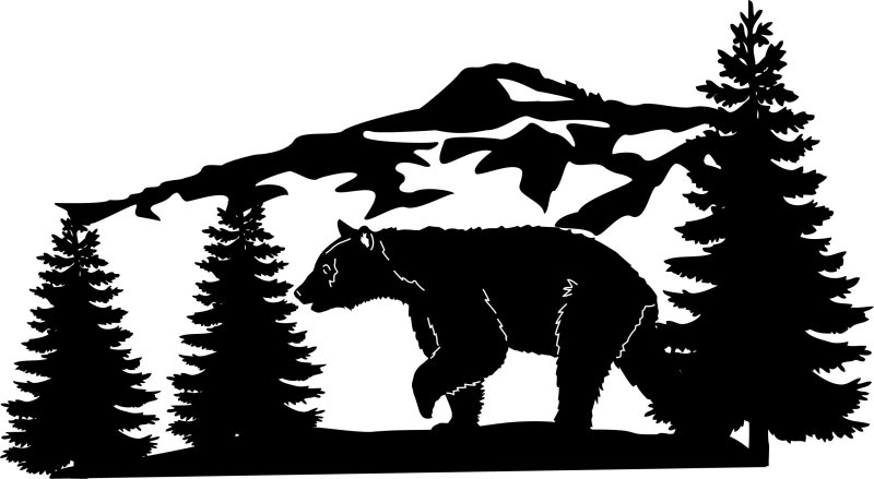 Силуэт медведя в лесу