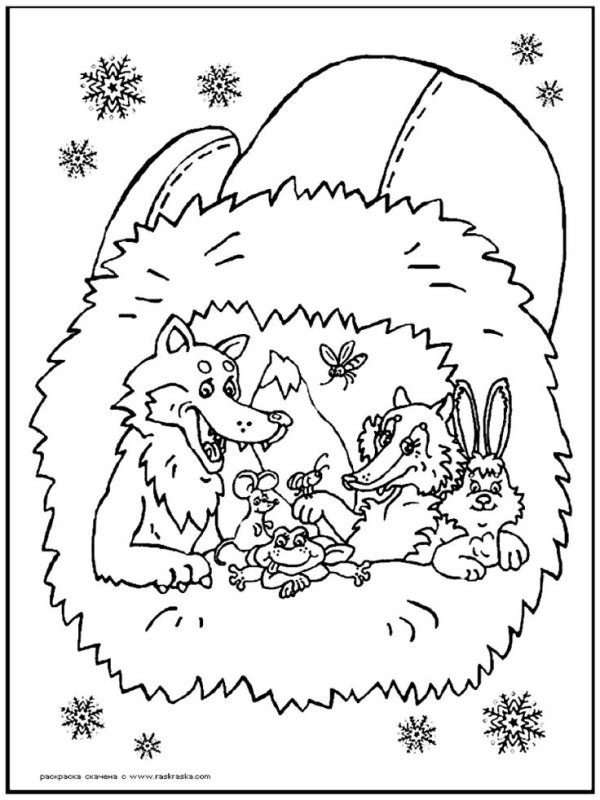 Раскраска по сказке рукавичка по сказке рукавичка