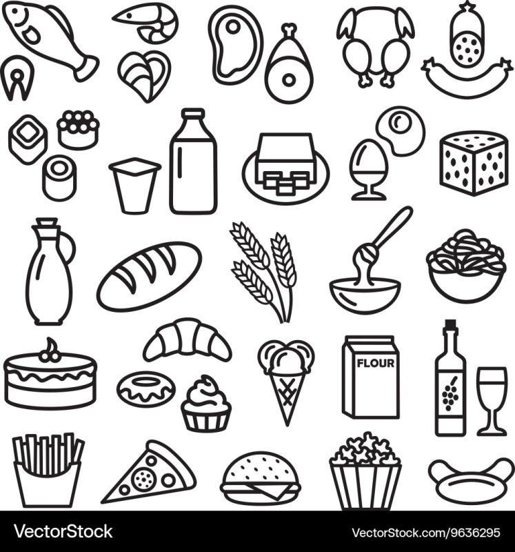 Раскраска маленькая еда