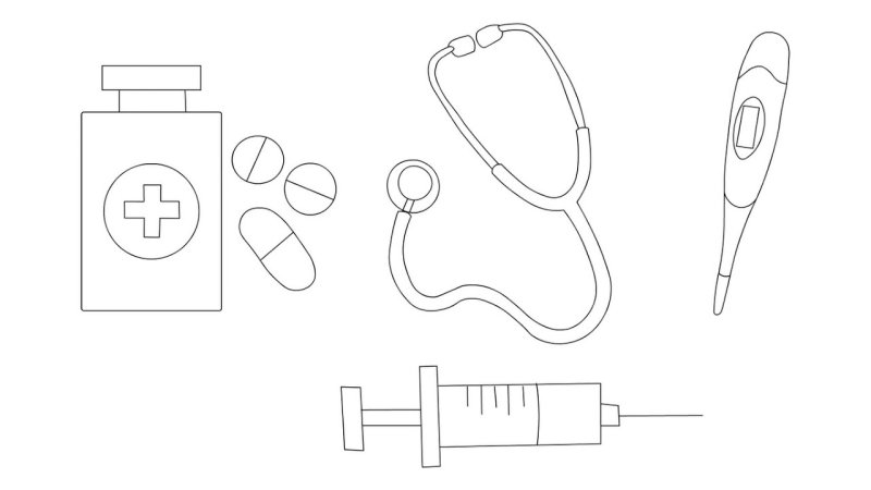 Инструменты врача раскраски для детей