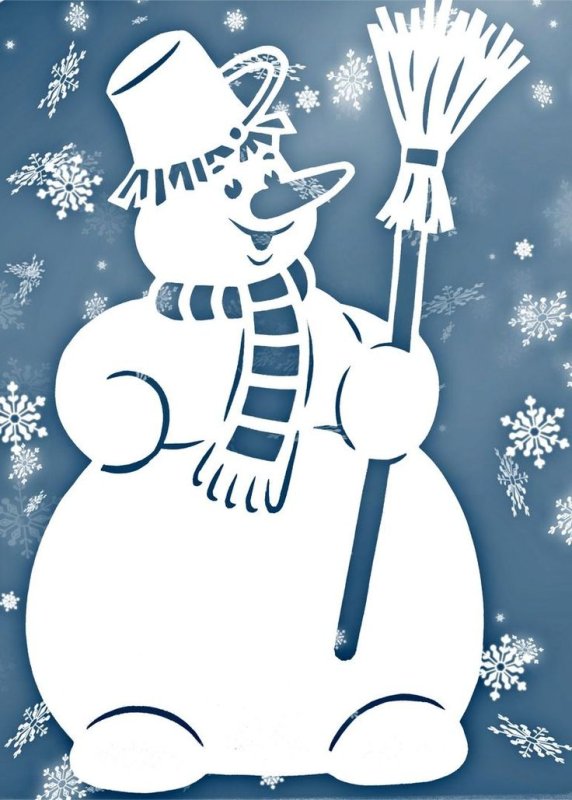 Снеговик трафарет