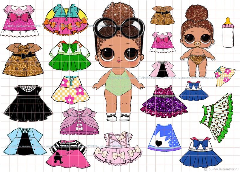 Одевашка кукла lol для печати