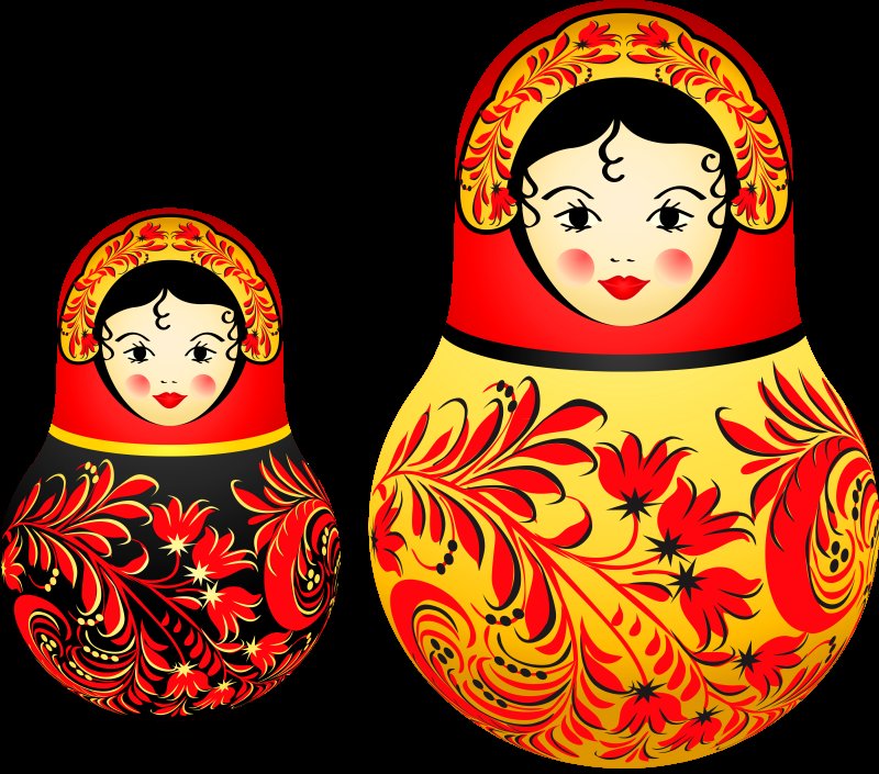 Матрешка Золотая Хохлома роспись