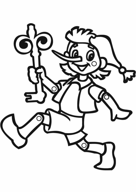 Раскраски Буратино и золотой ключик