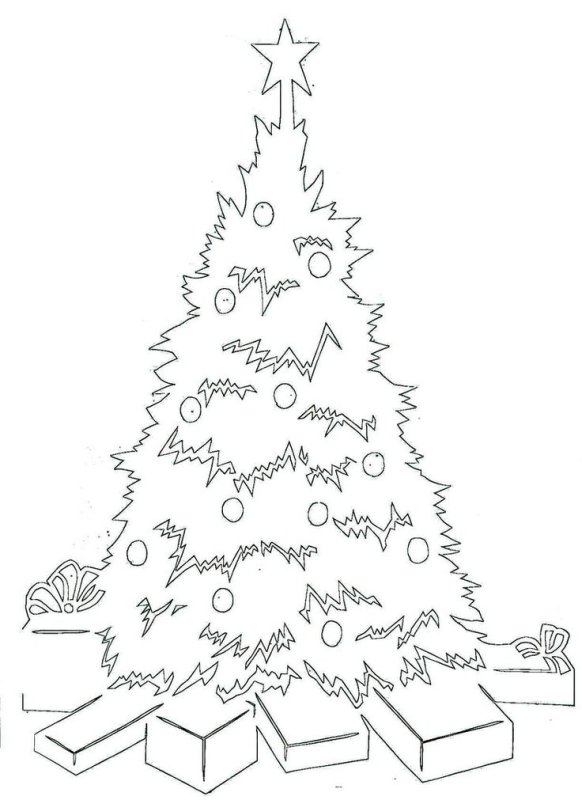 Вытынанки на окна новогодние елка