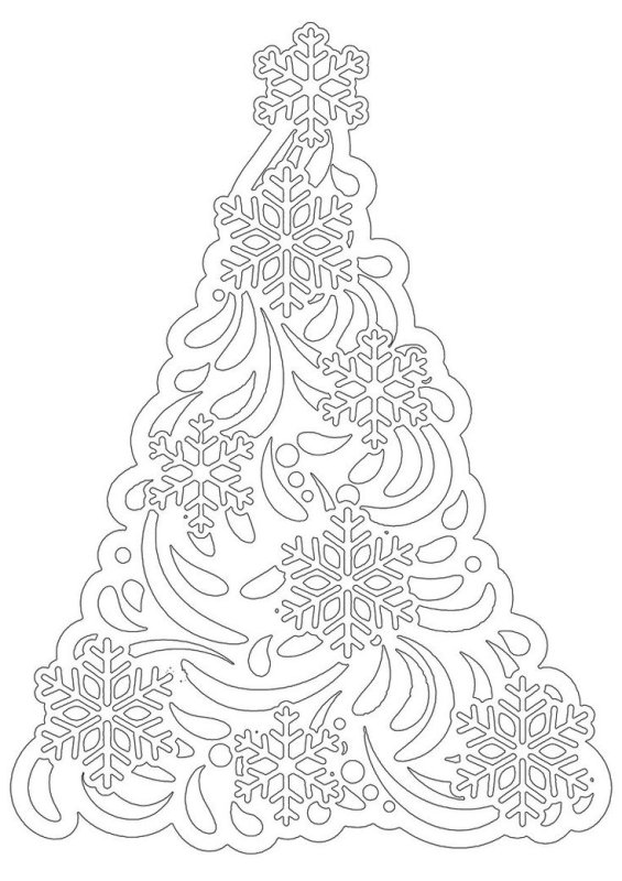 Елка трафарет на окно