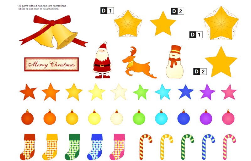 Цветные елочные украшения для вырезания