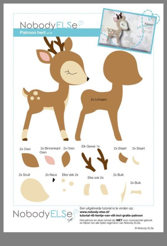 Новогодний олень из фетра выкройка