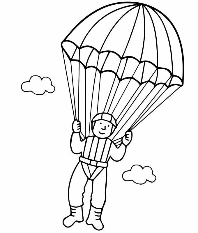 Парашютист раскраска для малышей