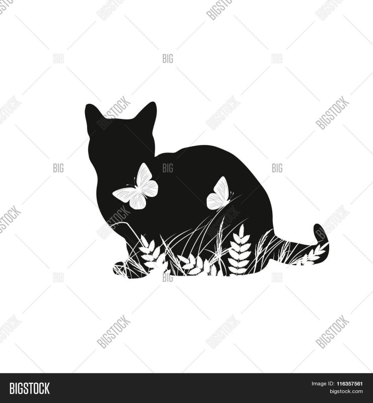 Силуэт двух кошек