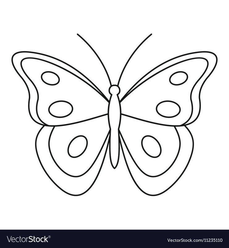 Бабочка раскраска для малышей