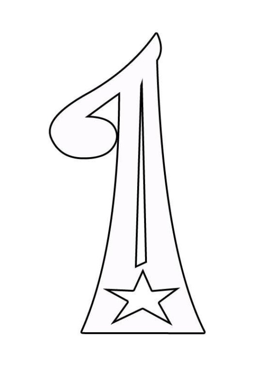 Цифра 1 трафарет