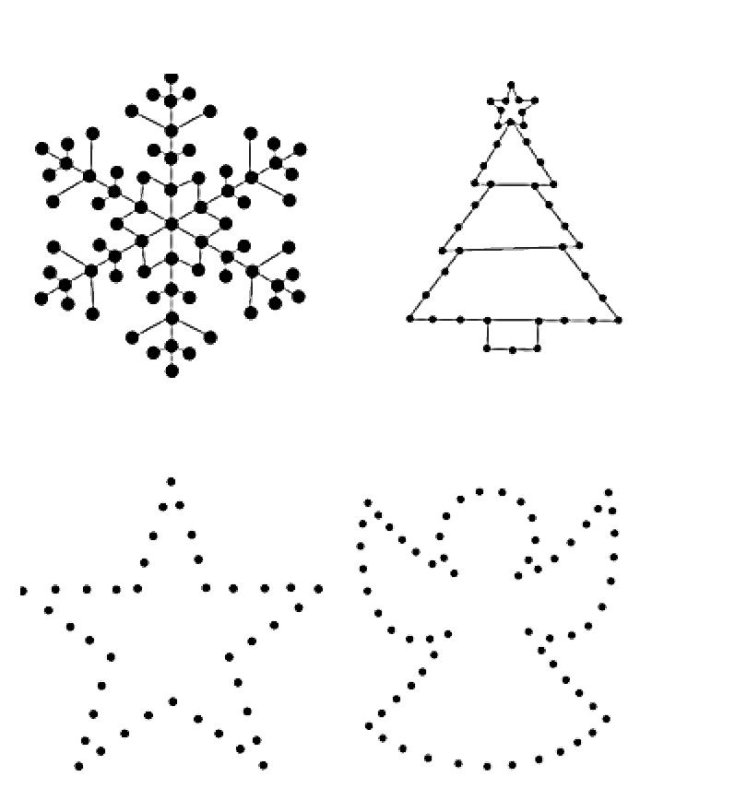 Рисование снежинки по точкам