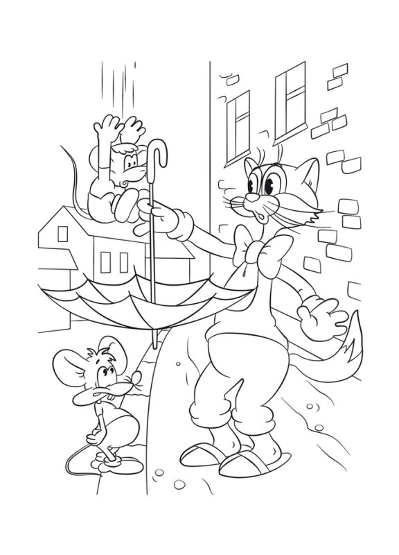 Раскраска из мультфильма кот Леопольд
