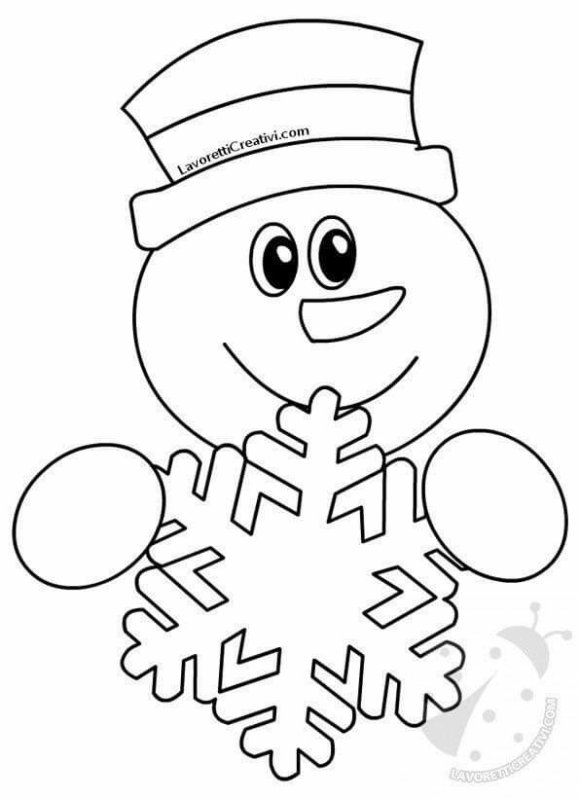 Выглядывающий Снеговик на окно трафарет