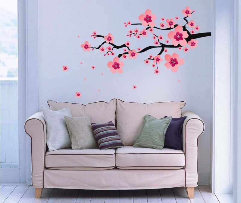 Ветка Сакуры на стене