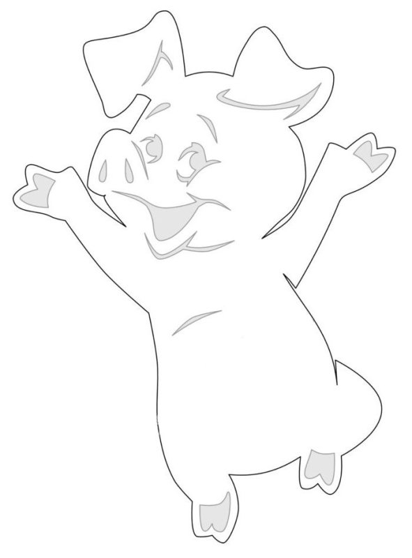 Трафарет поросенка на окно новогодние