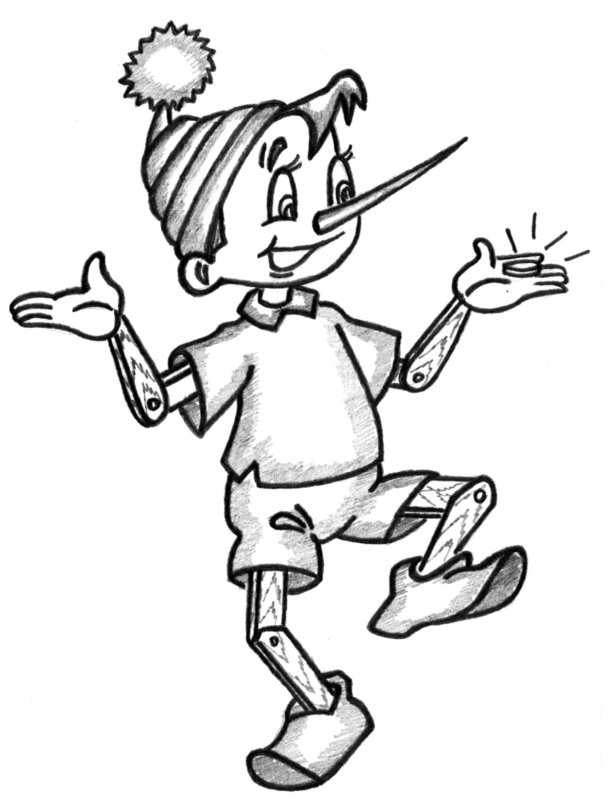 Буратино. Раскраска.